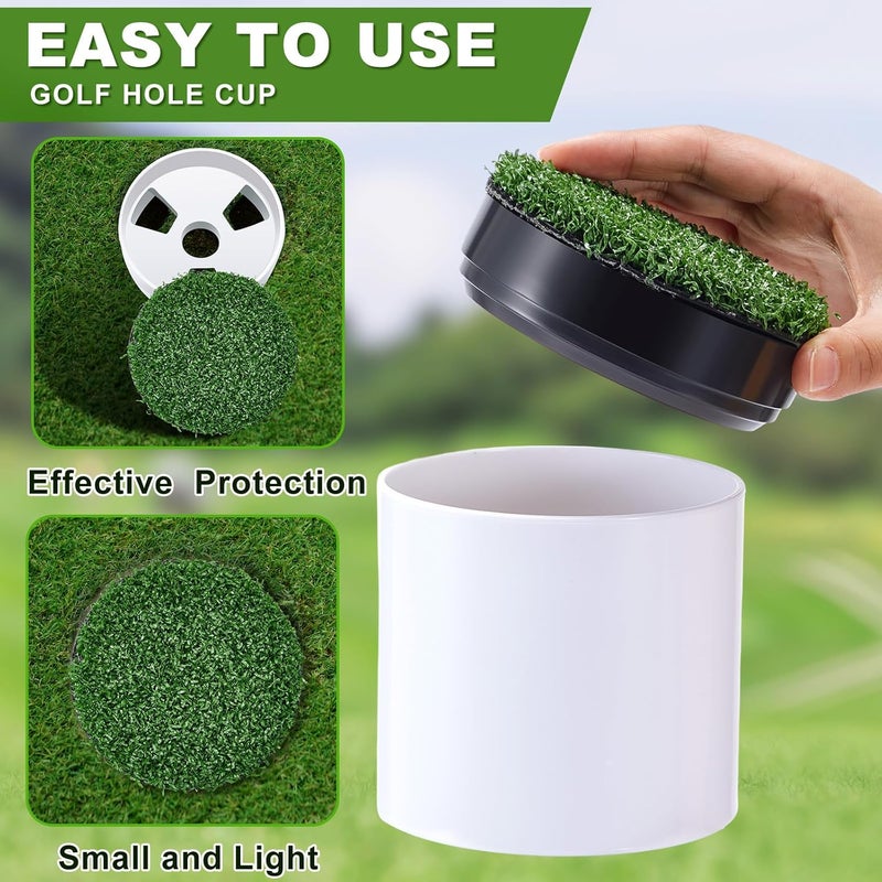 Seenelling 2 Sets Golf Hole Cup for Putting Green Golf Accessories for Backyard Practice with Plastic Hole Cups Cover for Base Enhanced Home Golfing Experience - Image 4